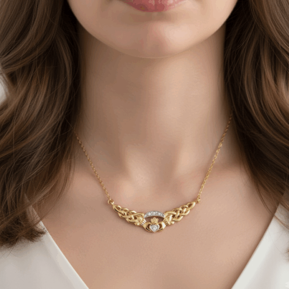 9ct gold claddagh necklace-p01