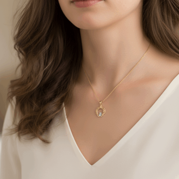 claddagh pendant with shamrock and celtic design-p056s