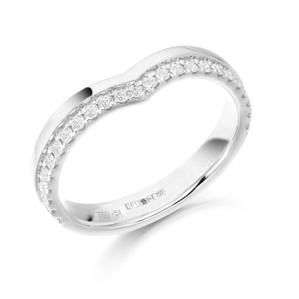 18ct White Gold Wish Bone Diamond Wedding Ring-DPL384W