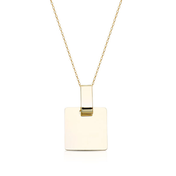 9ct Gold Square Disc Pendant-J24