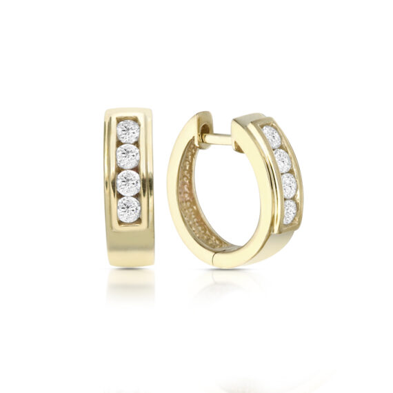 9ct Gold CZ Huggie Hoop Earrings-E74