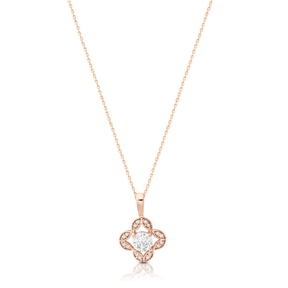 9ct-Rose Gold-CZ-Floral-Pendant-P68R