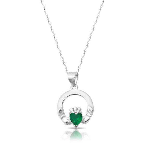 Silver-CZ-Claddagh-Pendant-SP69