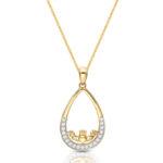 9ct Gold CZ Claddagh Pendant with Micro Pave Stone setting - P060