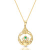 9ct Gold CZ Claddagh Pendant combined with Celtic Knot Design - P062