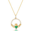 9ct Gold CZ Claddagh Pendant - P063