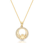 9ct Gold CZ Claddagh Pendant - P065