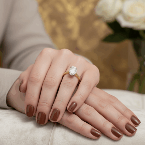 18ct Gold 1.5CT Oval Diamond Engagement Ring-DPL725