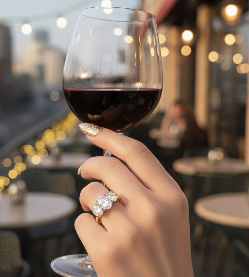 18ct Gold Three Stone Oval Diamond Engagement-Ring DPL723