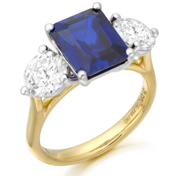 18ct Gold Blue Sapphire Engagement Ring-DPL729