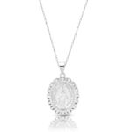 Silver CZ Scaloped Edge Miraculous Medal-SM45