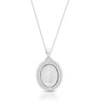 Silver Double Row Halo CZ Miraculous Medal-SM42