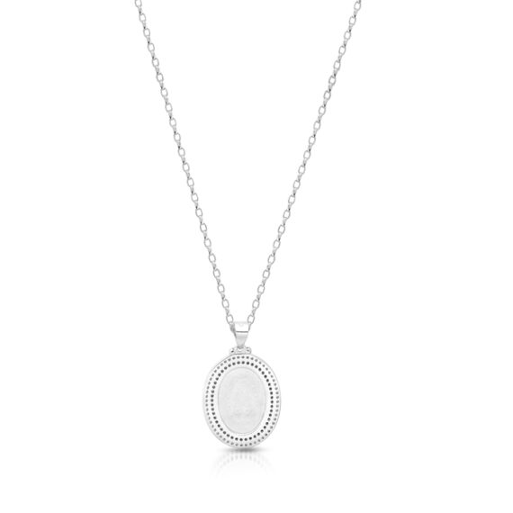 Silver Double Row Halo CZ Miraculous Medal-SM44B