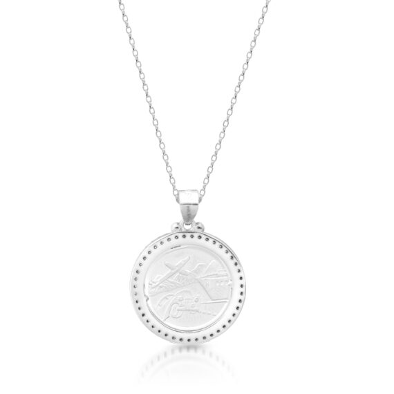 Silver Saint Christopher Medal With CZ Halo-SST34B