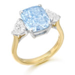 18ct Gold Lab Blue Diamond Engagement Ring-DPL719B