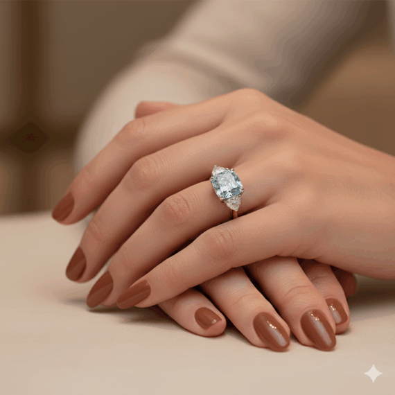 18ct Gold Lab Blue Diamond Engagement Ring-DPL719B