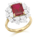 18ct Gold Lab Ruby and Lab Pear Shape Diamond Engagement Ring-DPL735R