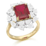 18ct Gold Lab Ruby and Lab Pear Shape Diamond Engagement Ring-DPL735R
