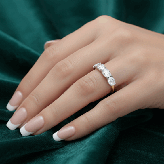 18ct Gold Oval Lab Diamond Wedding Ring-DPL700