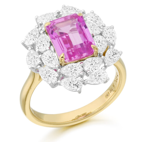 18ct Gold Pink Sapphire Diamond Engagement Ring DPL735P