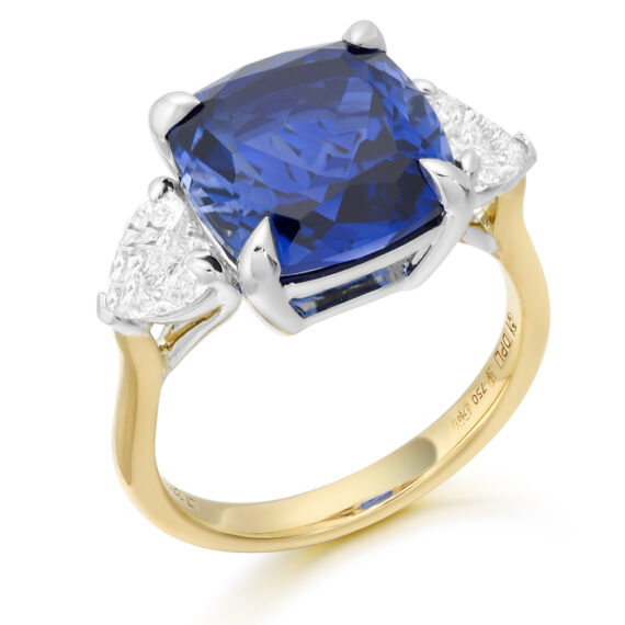 18ct Gold Sapphire Diamond Engagement Ring-DPL734