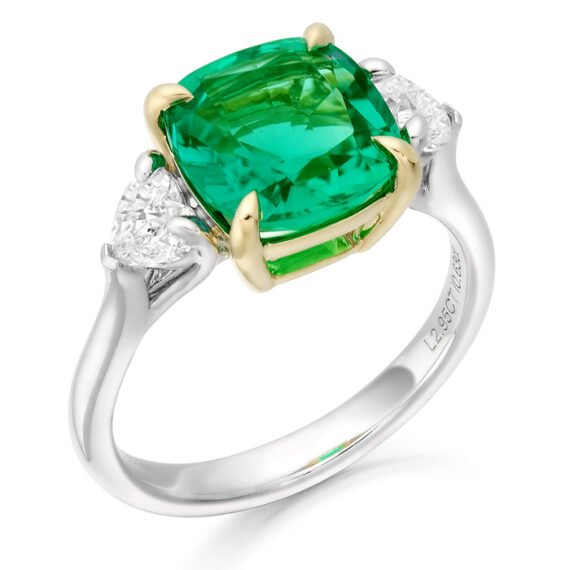 18ct White Gold Emerald Diamond Engagement Ring-DPL732W