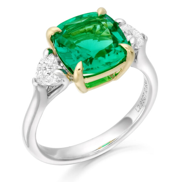 18ct White Gold Emerald Diamond Engagement Ring-DPL732W