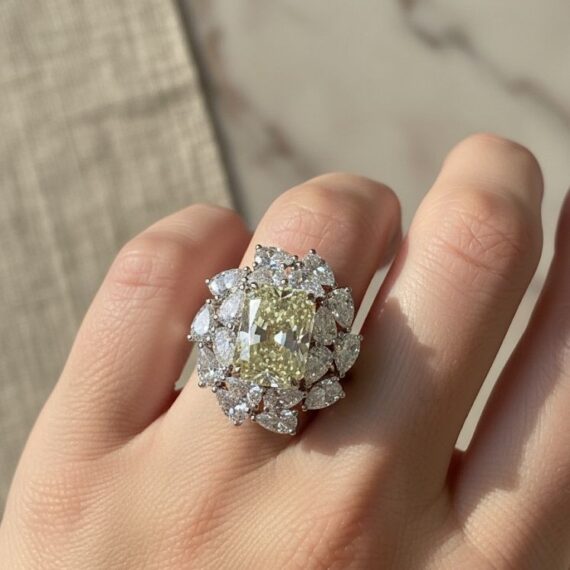 18ct White Gold Fancy Yellow Diamond Engagement Ring-DPL744