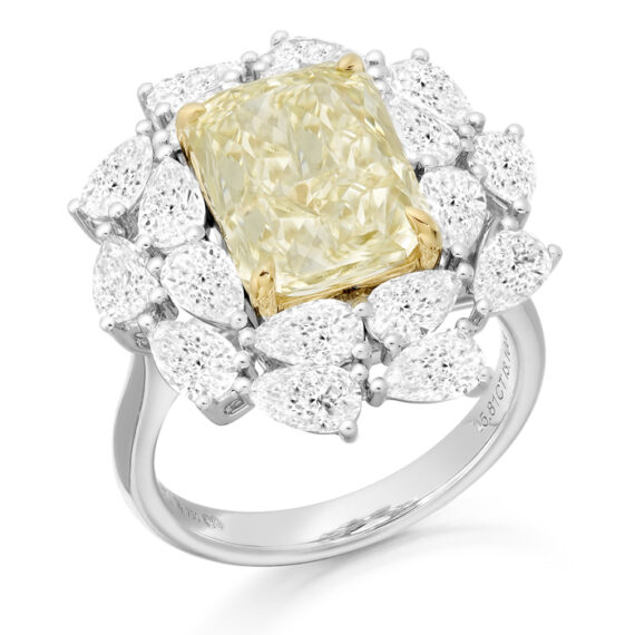 18ct White Gold Fancy Yellow Diamond Engagement Ring DPL744