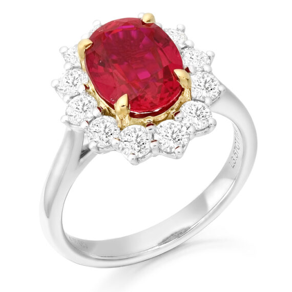 18ct White Gold Ruby Diamond Engagement Ring-DPL733WR