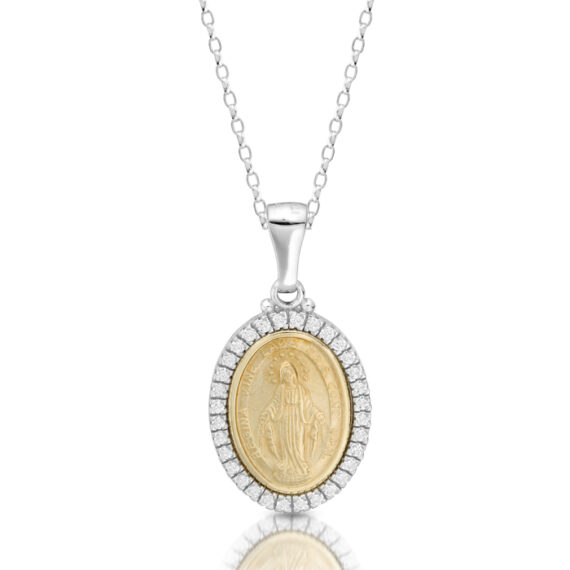 9ct Gold Miraculous Medal  Studded with CZ- MM21