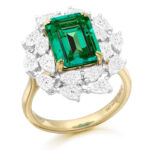 18ct Gold Lab Emerald Diamond Engagement Ring-DPL735G