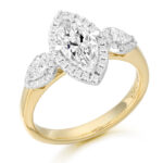 18ct Gold Marquee Shape Lab Diamond Engagement Ring-DPL715
