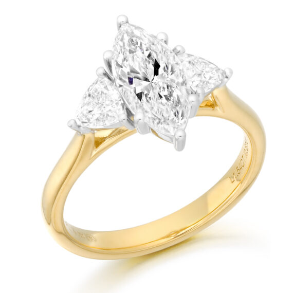 18ct Gold Marquee Shape Lab Diamond Engagement Ring-DPL745