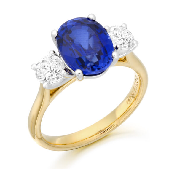 18ct Gold Sapphire Diamond Engagement Ring-DPL742