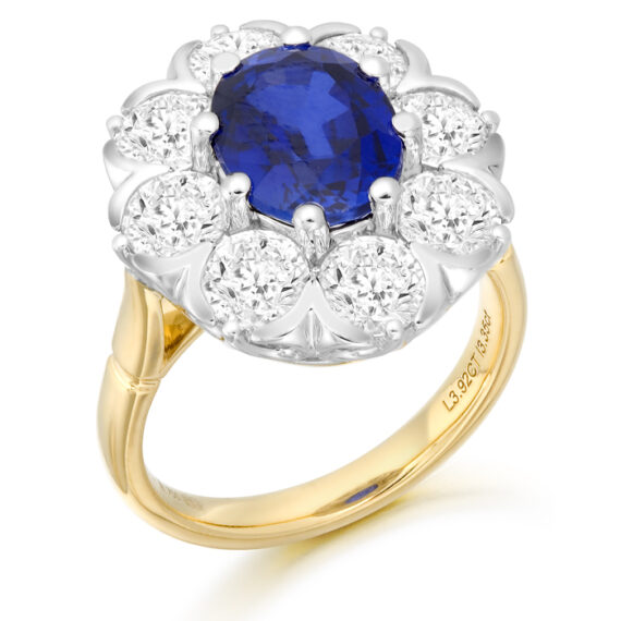 18ct Gold Sapphire Lab Diamond Engagement Ring-DPL740