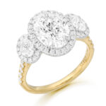 18ct Gold Three Stone Oval Shape Lab Diamond Engagement Ring-DPL747