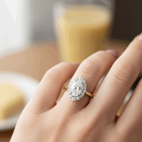 18ct Oval Shape Lab Diamond Engagement Ring-DPL748