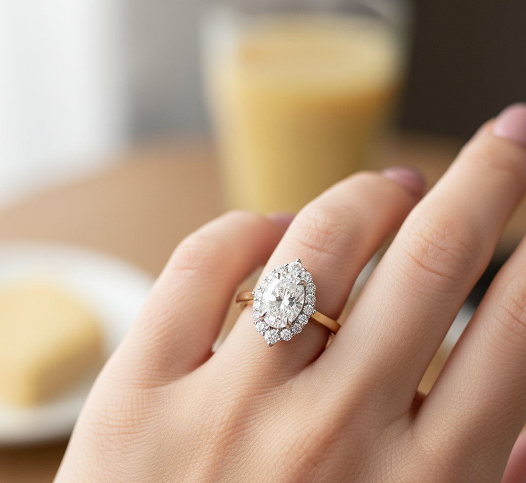 18ct Oval Shape Lab Diamond Engagement Ring-DPL748