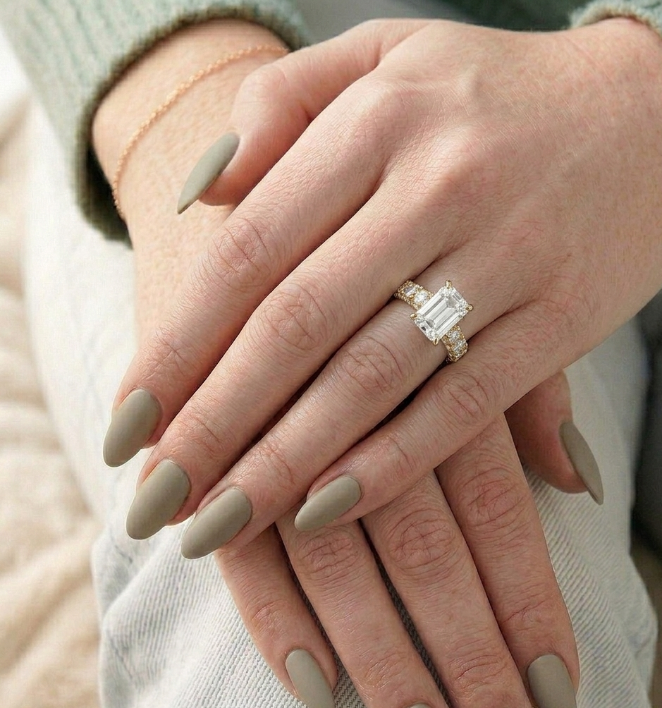 18ct Emerald Cut Lab Diamond Engagement Ring-DPL763