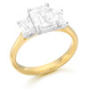18ct Gold Three Stone Emerald Cut Diamond Engagement Ring-DPL761