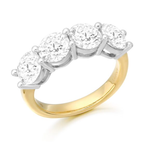 18ct Gold 4 Stone Lab Diamond Wedding Ring-DPL773