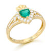 18ct Gold Lab Diamond and Emerald Claddagh Ring-DPL754G