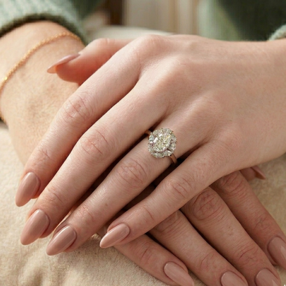 18ct Gold Oval Lab Diamond Engagement Ring-DPL764