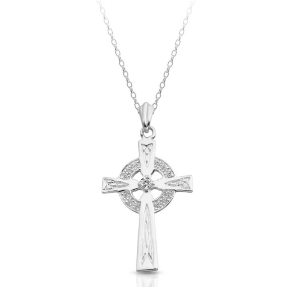 Silver CZ Celtic Cross-SC111