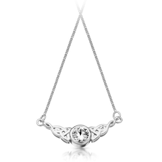 Silver CZ Celtic Necklace-SP036
