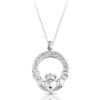 Silver CZ Claddagh Pendant-SP014