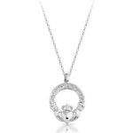 Silver CZ Claddagh Pendant-SP014S