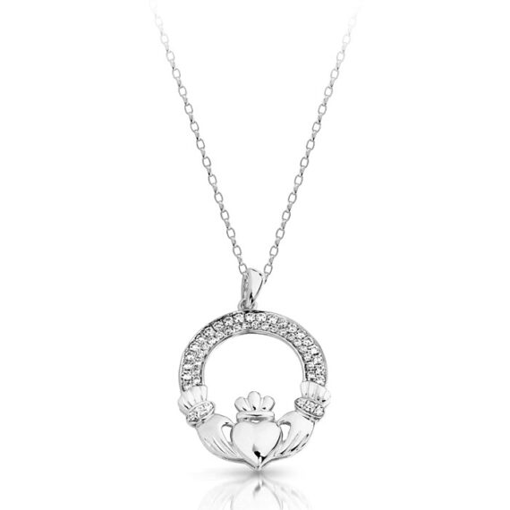 Silver CZ Claddagh Pendant-SP018S