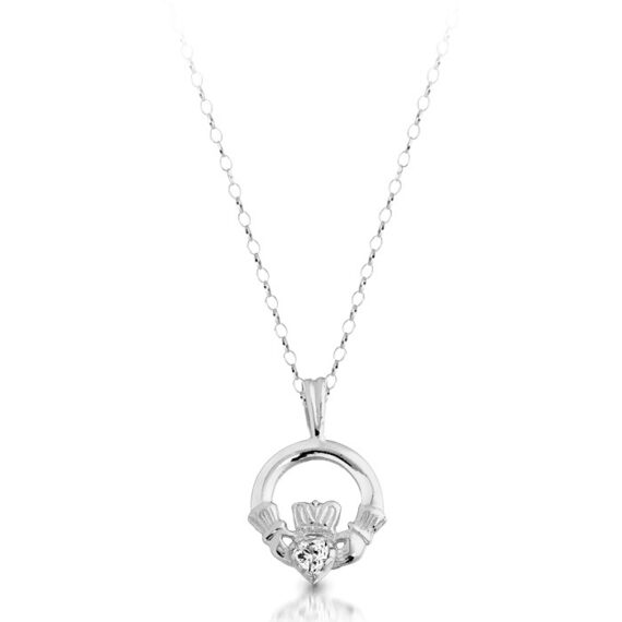 Silver CZ Claddagh Pendant-SP130